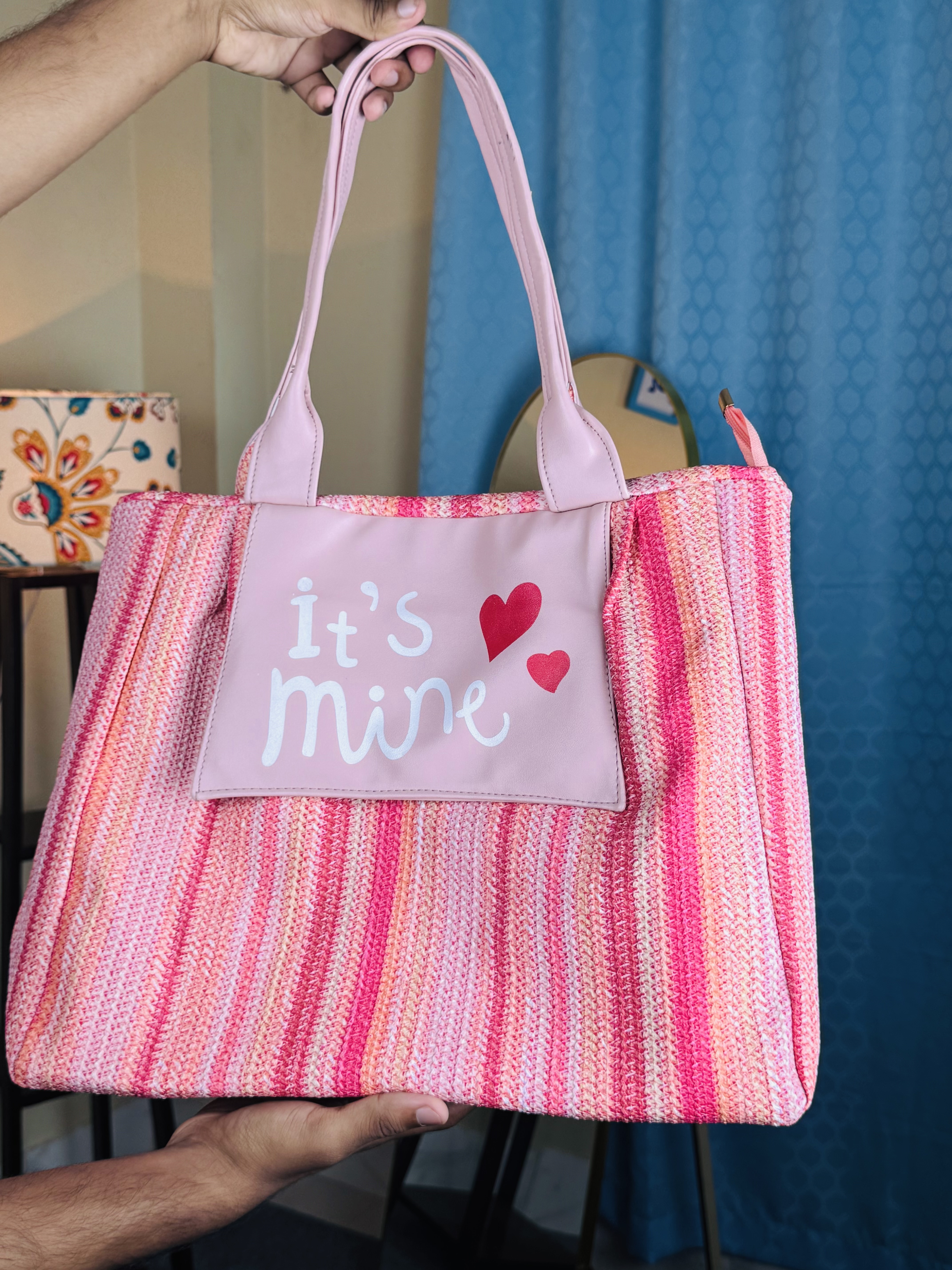 Trendy pink girls varsity bag