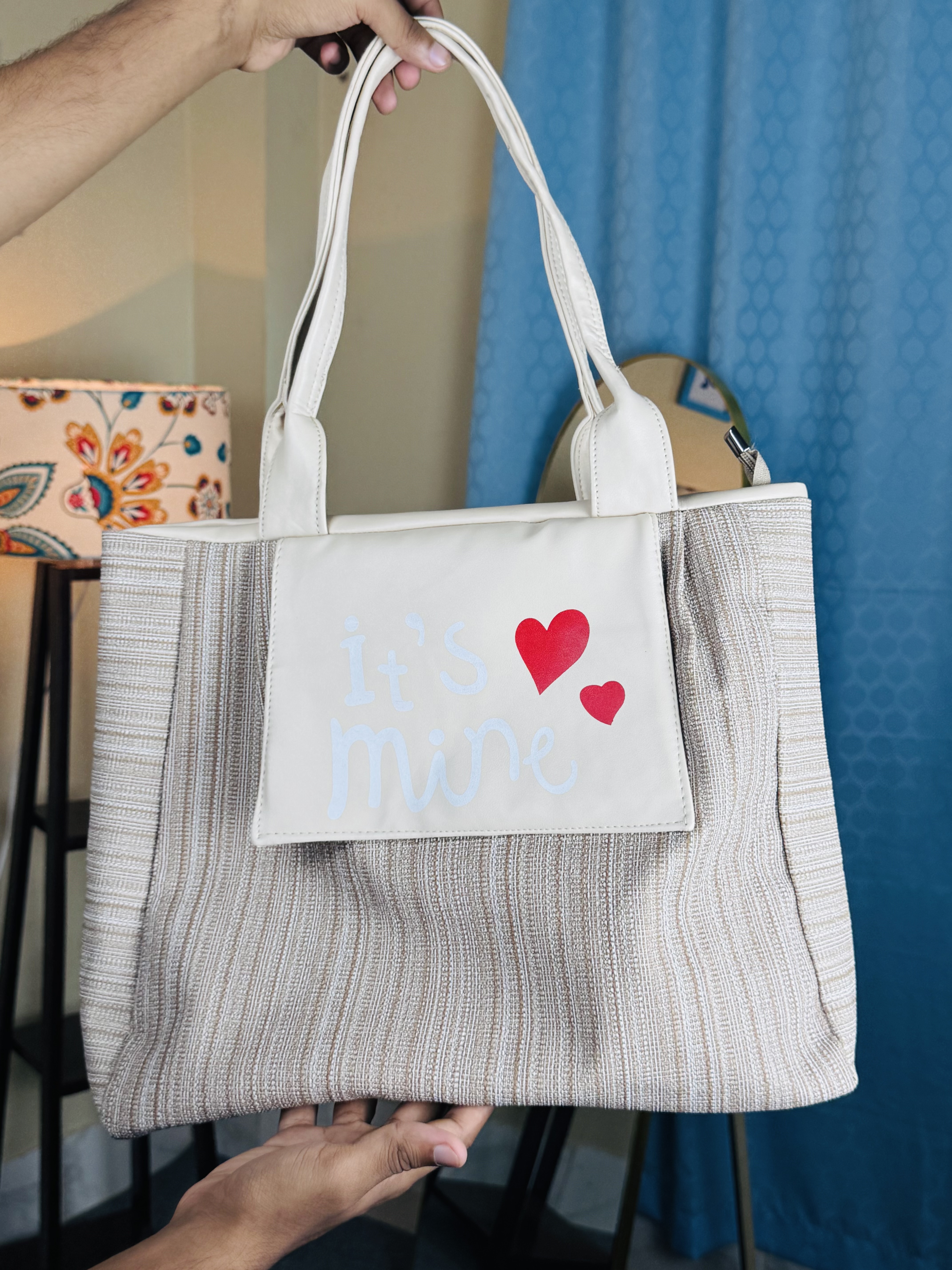 Stylish white varsity bag