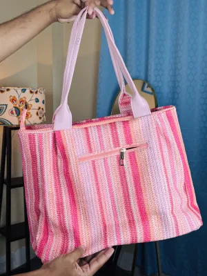 Trendy pink girls varsity bag
