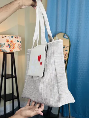 Stylish white varsity bag