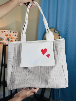 Stylish white varsity bag